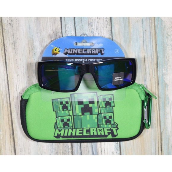 Toddler Minecraft Sunglasses & Case Set 100% UV Protection Creepers Glasses - Picture 2 of 4